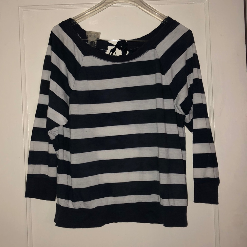 Blue and white striped long-sleeve